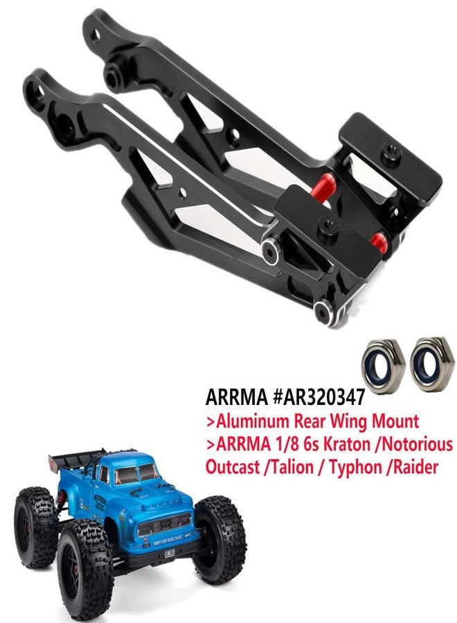 UURCSKY Aluminum RC Wing Mount for Arrma Kraton 6S BLX,Outcast 6S BLX，Typhon 6S BLX,Notorious 6S BLX,Talion 6S BLX,Adjustable Hops Up Upgrades Parts,Replacement of # AR320347(Black) - Image 2